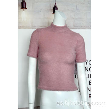 Jersey rosa para mujer con medio cuello alto